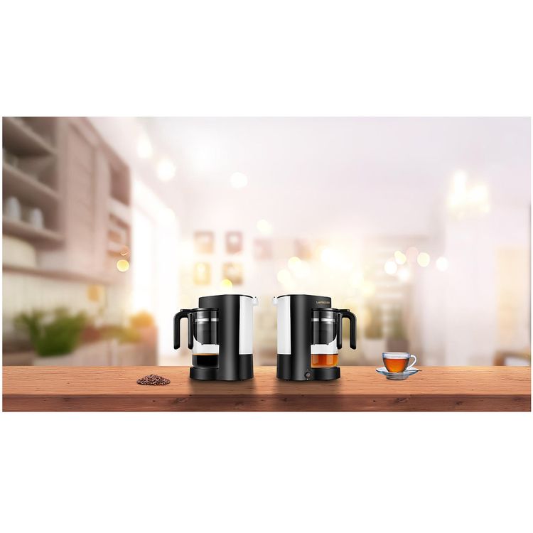 Lepresso Duo Brew Coffee and Tea Maker with Patented Design, High-Grade Components, Overheat Protection, Heat-Resistant Glass, Keep-Warm Mode - Black 