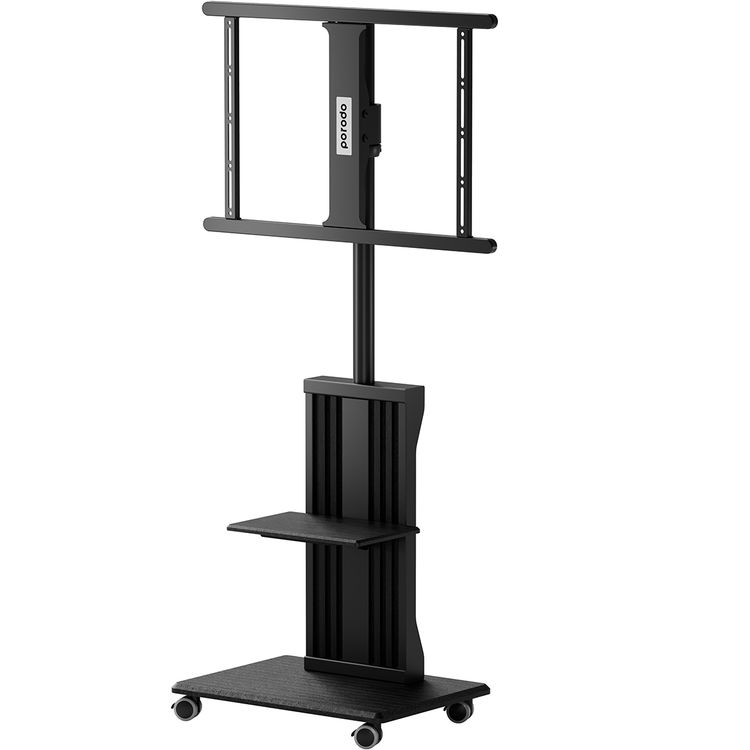 Porodo Mobile TV Stand with 35kg Maximum Weight Capacity, 32"-75" Screen Size Compatibility, Dynamic Swivel & Tilt, Up to 1.36m Height Adjustability - Black