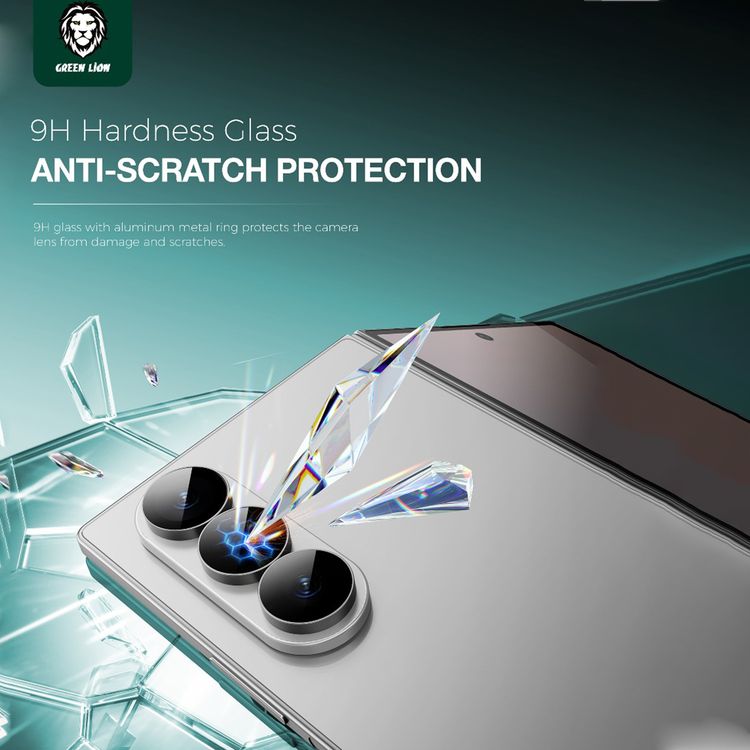 Green Lion Classic Camera Lens for Z Fold 7 with Full Coverage, High Transparency, 9H Hardness, Anti-Scratch Protection, Ultra-Seamless Fit - Gray