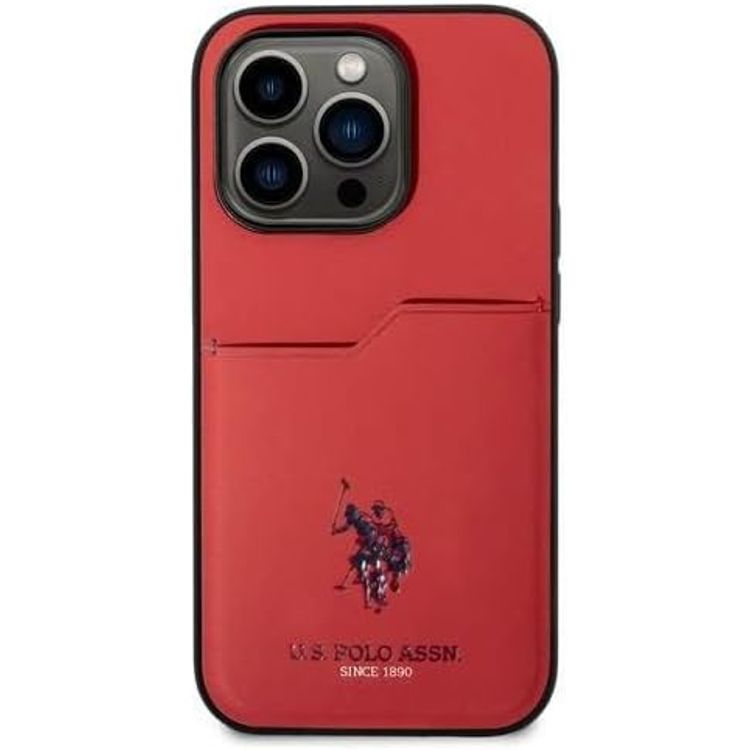 U.S.Polo Assn. PU Card Slot DH Hard Case  - Red - iPhone 15 Pro Max