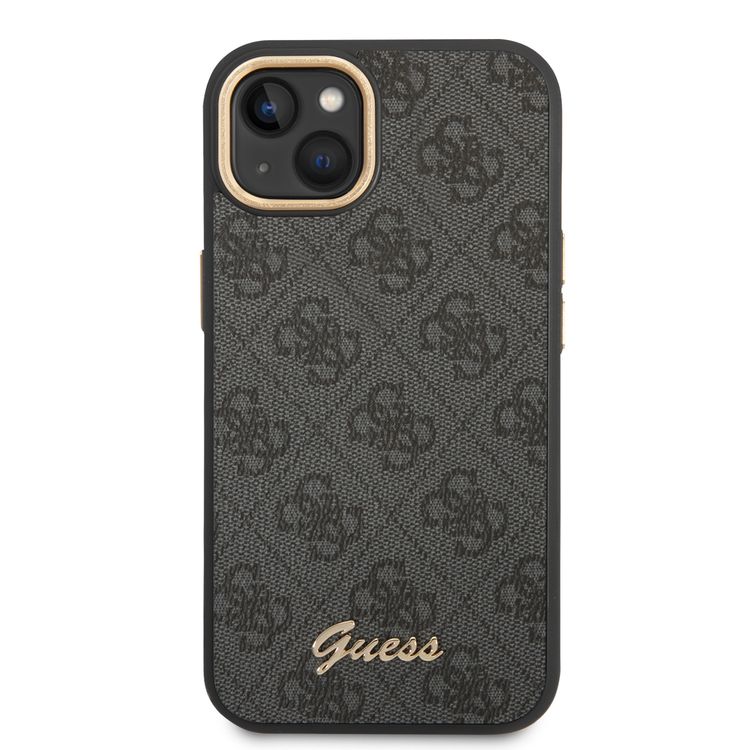Guess PC/TPU 4G PU Case with Metal Camera Outline & Buttons iPhone 14 Compatibility - Black