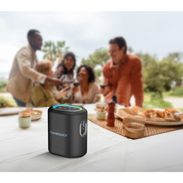 Powerology Portable Loud Speaker, 4000mAh Battery Capacity, Bluetooth Version 5.0, 3-4 Hours Charging Time, 8 Hours Working Time - Black