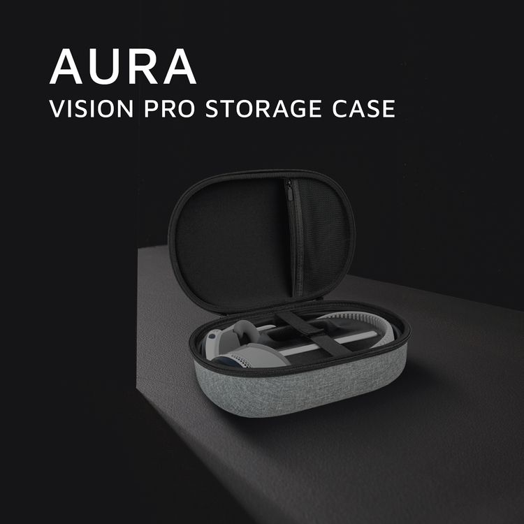 Levelo Aura Full Protection Carrying Bag for Vision Pro with Snow Flakes Cloth + EVA + Lycra Material, Multiple Pockets, Built-in Grip - Gray