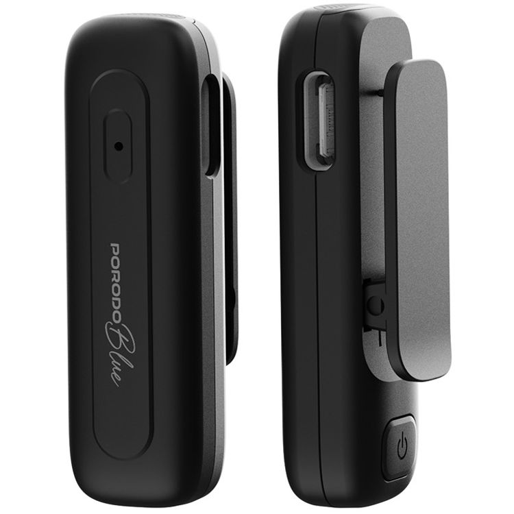 Porodo Blue Professionall Dual Wireless Microphone with Advanced Noise Cancellation, Smart Plug & Play Audio, Omnidirectional, Long-Distance Transmission, Instant Auto-Pairing, Universal Device Compatibility - Black