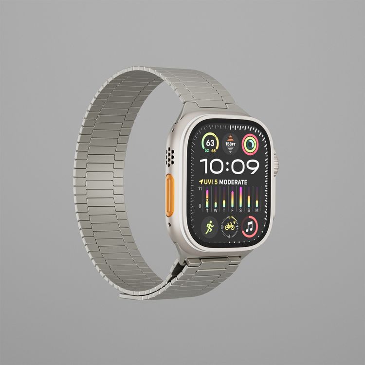 حزام ساعة ليفيلو ميلانو لساعة ابل 49/46 ملم، خفيف الوزن ومتين للغاية، وصلات قابلة للتعديل، مادة لا تسبب الحساسية، تقنية مضادة للأكسدة - تيتانيوم