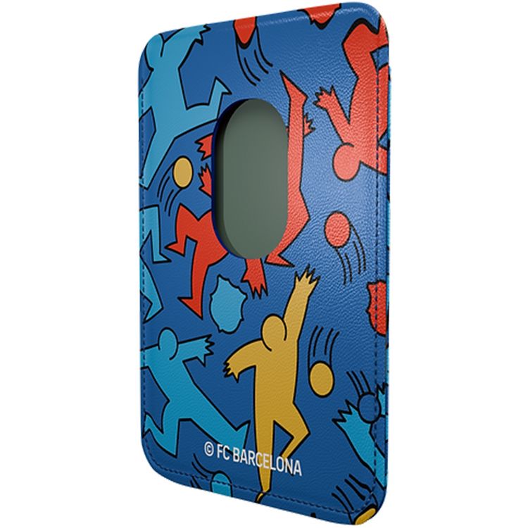 حامل بطاقات مغناطيسي من FCB مصنوع من جلد صناعي فاخر، وفتحة بطاقة واحدة، رفيع للغاية وخفيف الوزن، متوافق مع الهواتف الذكية مع مغناطيس مدمج - أزرق/بورجوندي