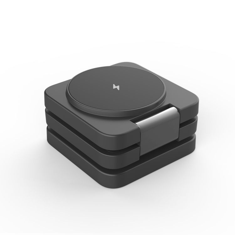 Porodo 3in1 Magsafe Wireless Foldable Fast Charger, Foldable Design, High Quality Materials, Compact & Portable - Black