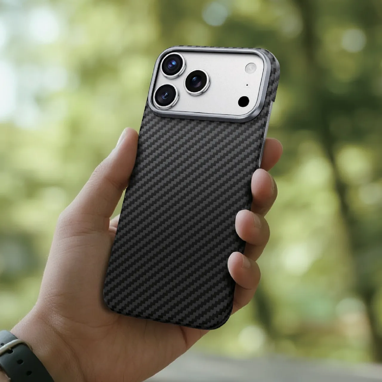 Green Lion Magsafe Kevlar Case for iPhone 17 Pro Max, Comfortable Grip, Aluminum Alloy Guard, Drop Protection, Lightweight Design, Ultra-Slim - Black