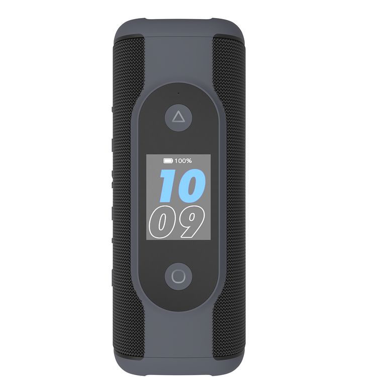 Levelo BassBeat Portable Speaker with 2.4" Touch Display, Up to 12 Hours Play Time, Bluetooth Version 5.4, 8000mAh Battery, Alarm, Clock & Calendar Functions, Water & Dust Resistant, Built-in FM Radio - Black