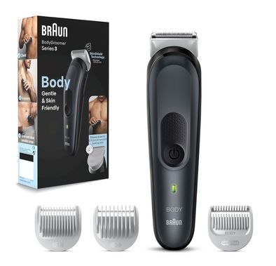 براون Bodygroomer BG3340 العناية الكاملة بالجسم مع تقنية SkinShield - رمادي