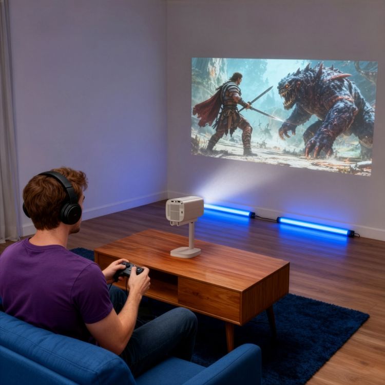 Green Lion Nova 2 Portable Projector with Built-in 3W Speaker, 150 Ansi Lumens Brightness, 1.5m-2.95m Adjustable Distance, Android 13, Easy-Carry Design, 50"-100" Adjustable Projection Screen, Bluetooth Version 5.0, Easy-Turn Ring Focus, 90° Tilt & Stand,  340mm Max Height - White