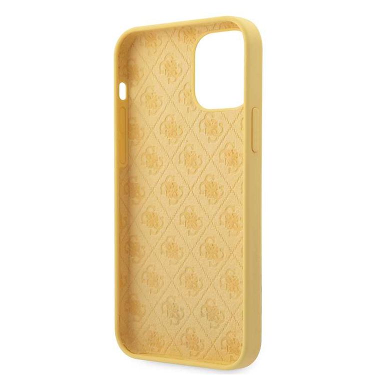CG Mobile Guess Liquid Silicone Case with Metal Logo Compatible for iPhone 12 / 12 Pro (6.1") Premium Silicone Case, Shock & Scratch Resistant, Easy Access to All Ports - Yellow