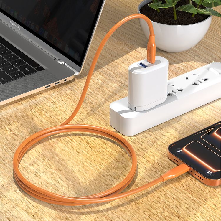 Green Lion USB-C to USB-C 1Meter 3.28 ft Cable with 60W 20V/3A Current, Flexible and Durable, Charge and Sync, 480 Mbps Transfer Speed, PVC Material, 10000 Bends Lifespan - Orange