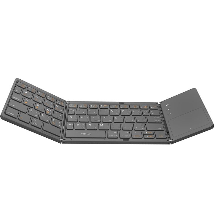Green Lion Foldable Bluetooth Keyboard, 180mAh Battery Capacity, 20-30 Days Working Time, Comfortable & Quiet Typing, 5 Million Times Keystroke Life, 10m Working Distance, 10 Minutes Sleep Time, Type-C Charging Port - Gray