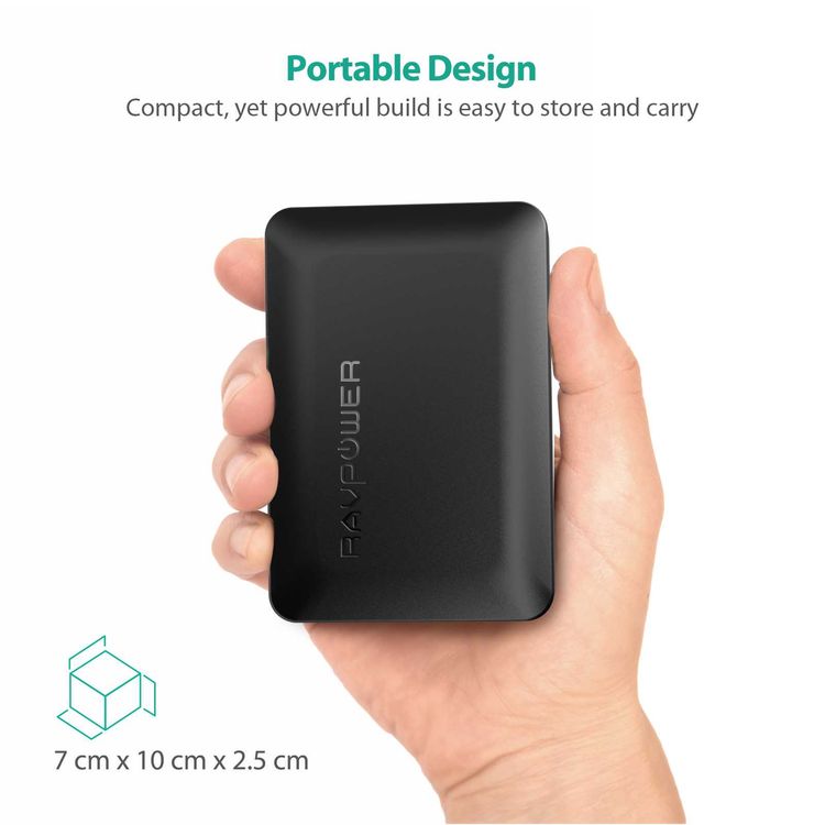 RAVPower 5 Ports USB Desktop Charger Charging Station with USB-C PD 60W - Fast Charging  Portable Mini Size Charger Hub with iSmart 2.0 Technology - Broad Compatibility - Black