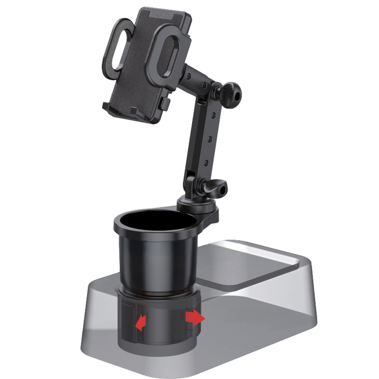 Green Lion 2-in-1 Flexgrip Car Cup Holder & Phone Mount, Expandable Phone Holder with Support Blocks, 64-92mm Phone Size Compatibility, Adjustable Base & Arms with 360° Rotation, Anti-Slip Rubber Pads, Anti-Shake & Universal Fit - Black