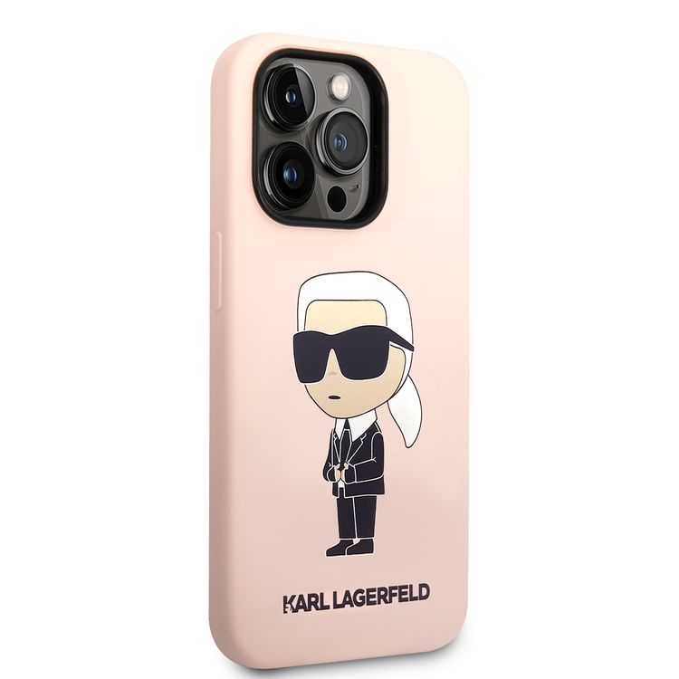 Karl Lagerfeld Magsafe Liquid Silicone Case With Ikonik NFT Logo iPhone 14 Pro Max - Pink