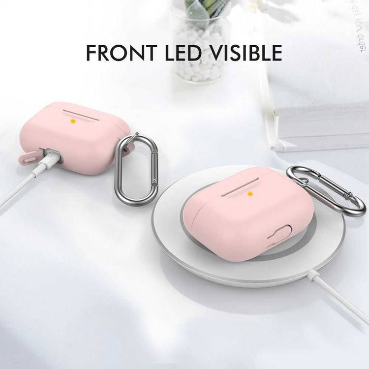 AhaStyle Full Cover Silicone Keychain Case for Airpods Pro - Pink