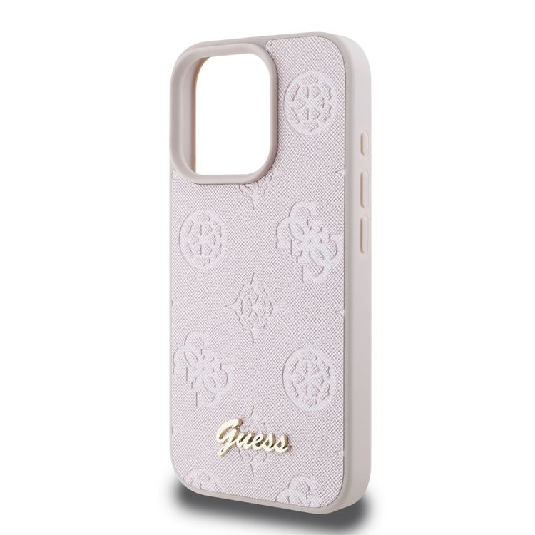 Guess Peony Hard Case for iPhone 16 Pro Max with Slim & Lightweight Design, Super Durable Materials, Comfortable Grip, Drop Protection - Pink