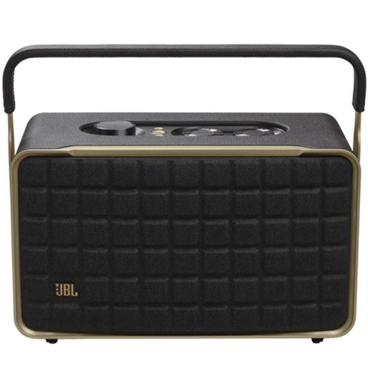 مكبر صوت منزلي ذكي محمول JBL Authentics 300 مزود بشبكة Wi-Fi ومساعد صوتي ومدة تشغيل موسيقى تصل إلى 8 ساعات وبلوتوث 5.3 وبطارية ليثيوم أيون 4800 مللي أمبير في الساعة ومدة شحن 3.5 ساعة - أسود 