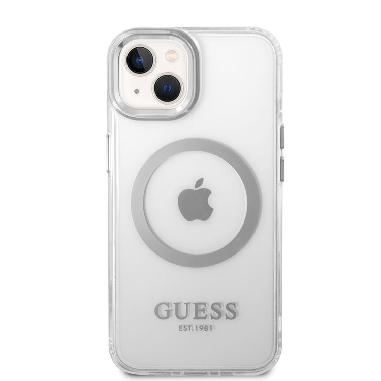 Guess Magsafe Compatibility Transparent Outline iPhone 14 Plus Compatibility - Silver