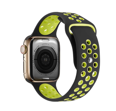 iGuard by Porodo Nike Watch Band for Smart Watch, Fit & Comfortable Replacement Wrist Band, Adjustable Straps Compatible for Apple Watch 44mm / 42mm - Dark Blue/Yellow