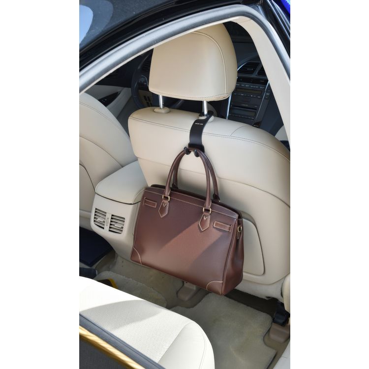 Green Lion Car Headrest Dual Hook Organizer with Stable Curved Design, Instant Installation, Universal Fit, Clutter-Free Car, Safe & Stable, 230mm Hook Slot, 8kg Load Capacity, 2 Hooks Included - Black