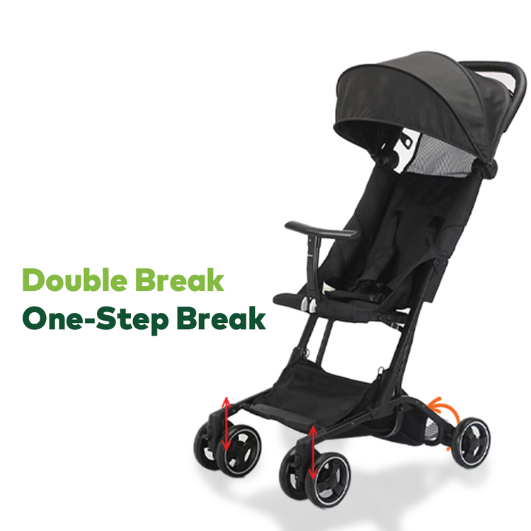 عربة أطفال ليا من جرين ليون، عجلات دوارة 360 درجة وعجلات قفل، مظلة شمسية قابلة للتعديل، ممتصة للصدمات، تصميم قابل للطي، فرامل مزدوجة، سعة تحميل تصل إلى 100 كجم - أسود