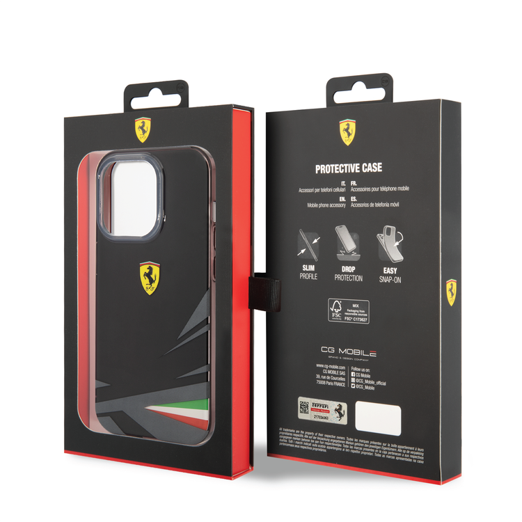 Ferrari PC/TPU Case with Double Layer Print iPhone 14 Pro Compatibility - Black
