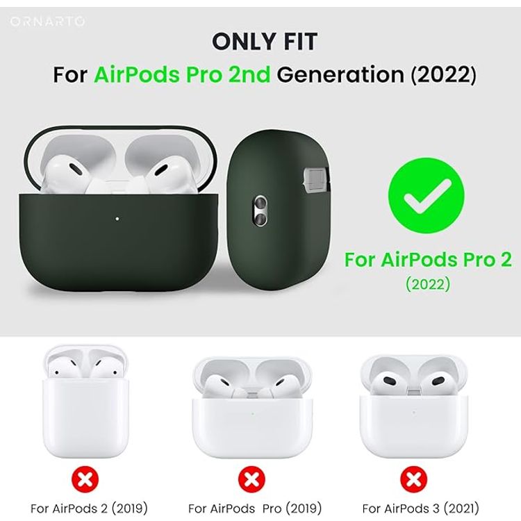 Ahastyle Premium Silicone Protective Case Compatible for AirPods Pro - Shock & Impact Drop Protection Cover - Scratch Resistance -  Dustproof Case - Midnight Green