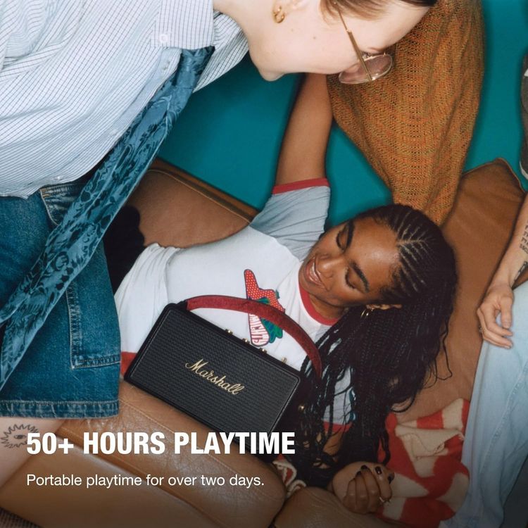 Marshall Kilburn III Portable Wireless Speaker with 50+ Hours Playtime, Stereo Sound, 3.5mm AUX & Auracast Connectivity, Bluetooth Version 5.3, IP54 Water Resistance Level - Black / Brass