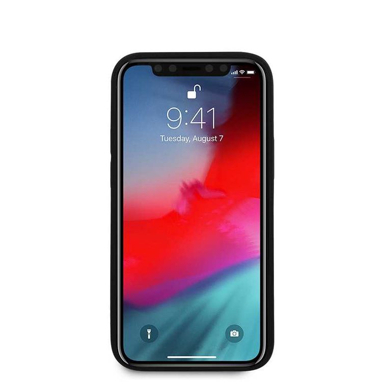 CG MOBILE Guess PU Python Pattern Phone Case with Metal Logo Compatible for iPhone 12 Mini (5.4") Mobile Case Suitable with Wireless Charging Officially Licensed - Black