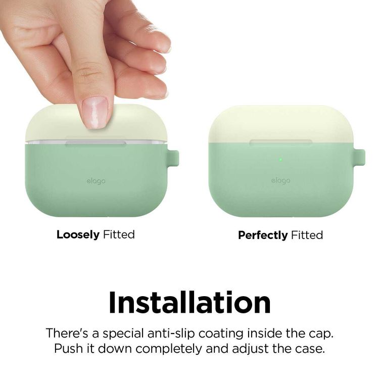 Elago Duo Hang Case for Apple Airpods Pro - Top-Classic White / Peach, Bottom-Pastel Green