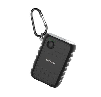 Green Lion Armor Power Bank with 10050mAh Capacity, PD 20W Max Type-C Output, 18W Max USB-A Output, 1W LED Power, 130 lm Brightness Flashlight - Black