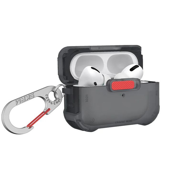 Skinarma Airpods Pro 2 Case Mecha with Layered Hybrid Shell Construction, Secure Magnetic Closure, Precise Openings for Speakers and Charging Port - Smoke