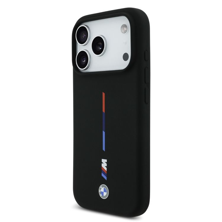 BMW MagSafe Liquid Silicone Case with Printed Tricolor for iPhone 17 Pro Max, Sustainable Packaging, Easy Snap-On Design, Slim Profile, Drop Protection - Black
