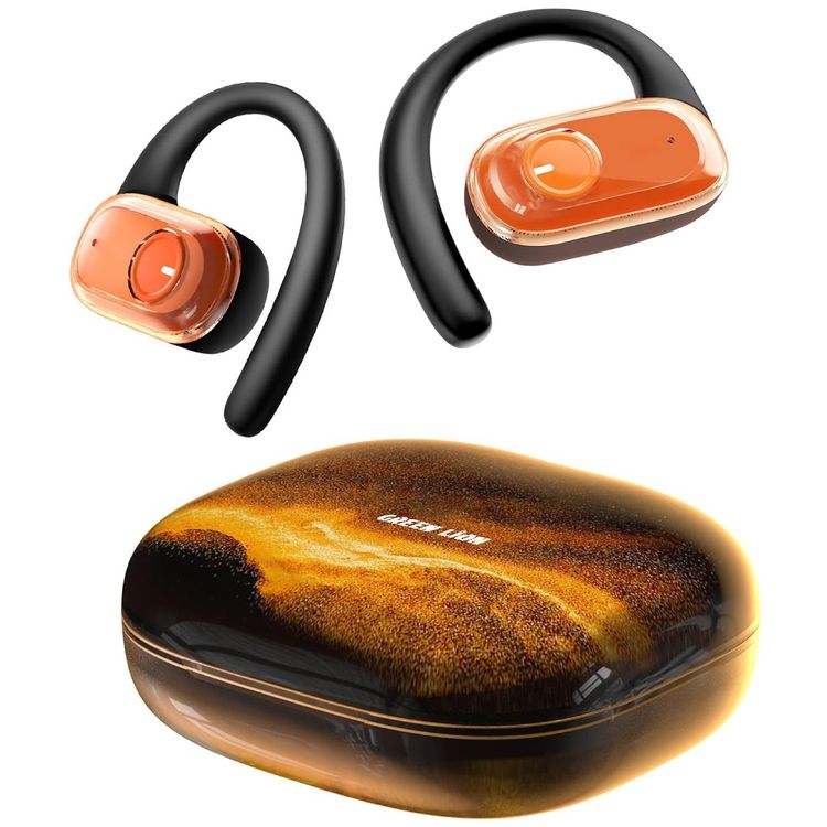 Green Lion CATANIA Open-Ear Earbuds with Smart Touch Control, Dual-Mic ENC, Type-C Charging, IPX5 Water Resistance Level, Open-Ear Comfort, Liquid Sand Design - Orange