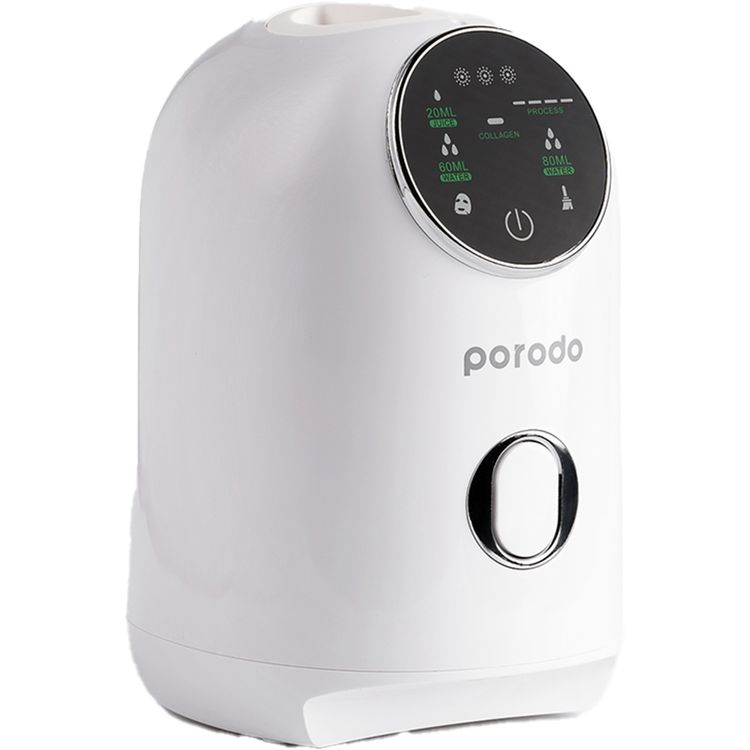 Porodo Lifestyle Fruit Facial Mask Maker with 5 Minutes Mask Preparation Time, 80W Power, Touch Display, 60mL Water Capacity, Collagen Tablets Included, 20mL Fruit Juice Capacity - White