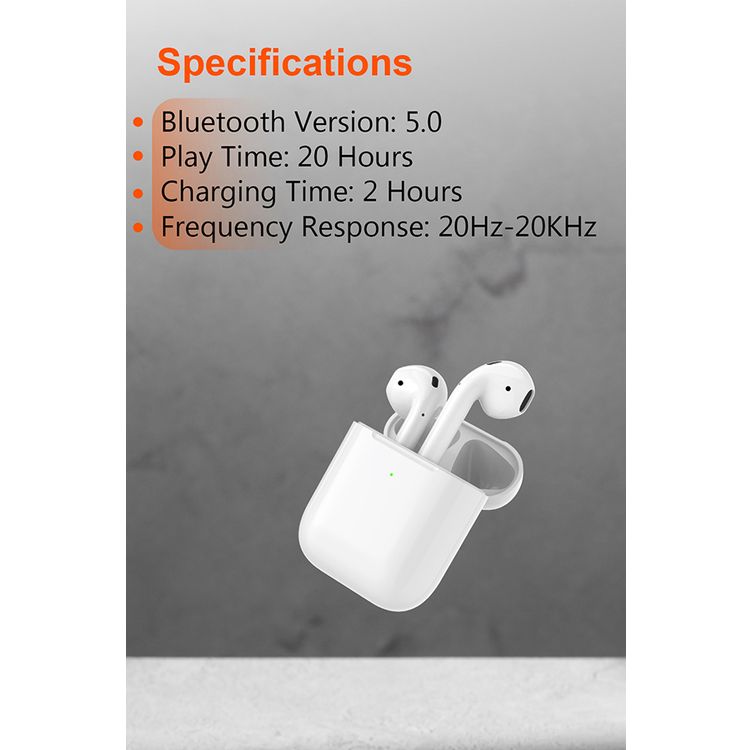 Porodo Blue Deep Bass Wireless Earbuds 2, One-Step Pairing, Comfortable Fit, Independent Earbuds, Touch Control, Deep Bass -  White