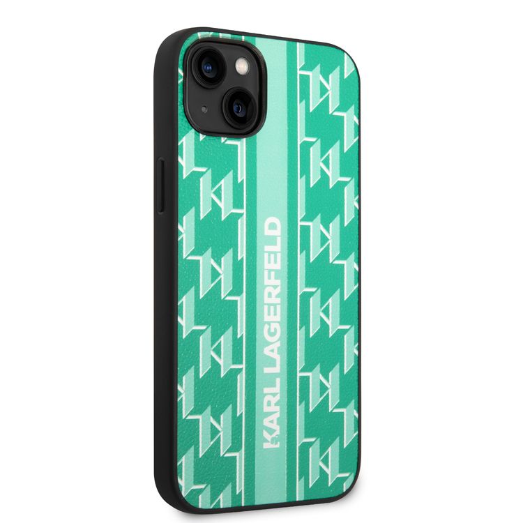 Karl Lagerfeld Grained PU Leather Case with Logomania Pattern iPhone 14 Compatibility - Black