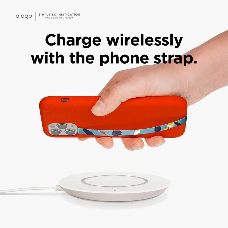 Elago Phone Strap for Smartphones, Stays Securely Attached, Avoids Drops, Double Sided Design for Variation, More Freedom to do more w/ Secure Strap - Blue Strap & Shark