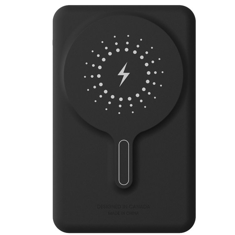 Levelo Marabella MagSafe Leather 10000mAh Power Bank with OLED Battery Status Display, N52 Magnets, 15W Wireless Charging, 20W Power Delivery, Overcurrent Protection - Dusk Black