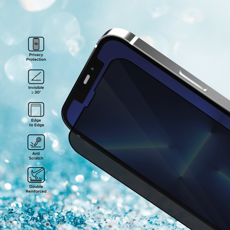 واقي شاشة Liberty Guard Privacy Full Cover بحافة مستديرة لهاتف iPhone 13/13 Pro، مضاد للصدمات والتأثير - الخصوصية