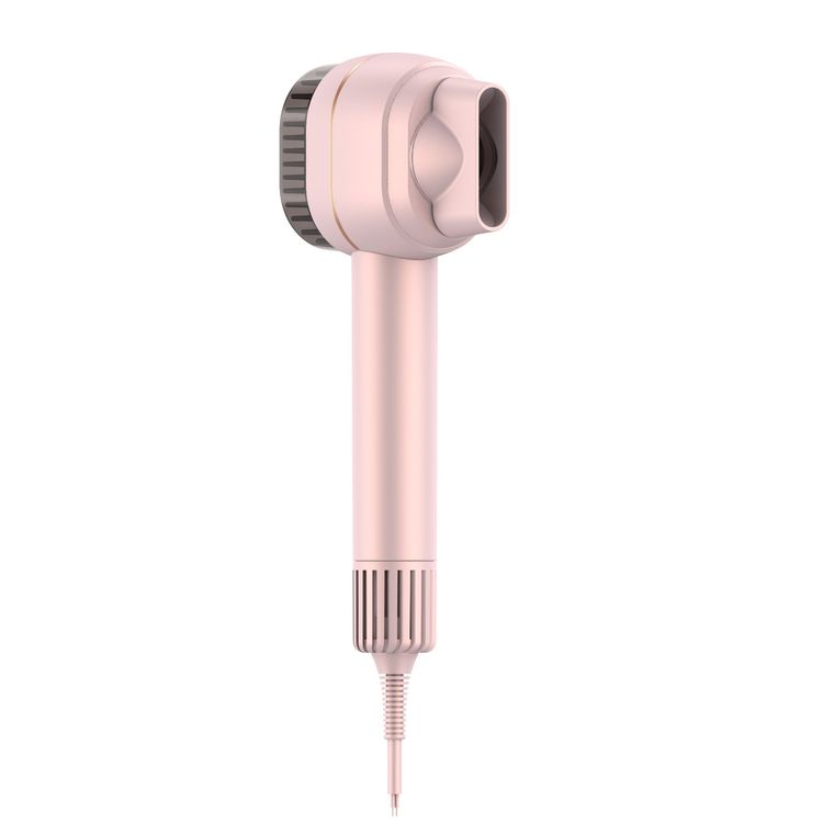 Porodo 2-in-1 Hair Dryer & Straightener Brush with Indicator Light, 3 Speed Levels, 20-23 m/s Air Blowing, Magnetic Nozzle, Quick Heat-Up Technology, 1400W Rated Power - Pink