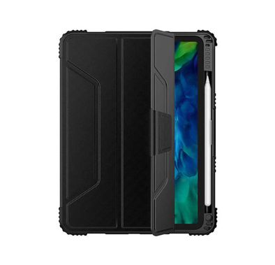 Viva Madrid Rogue Drop-Proof TPU Case with Apple Pencil Holder, Foldable Stand, Anti-Scratch, Shock-Absorption Protection Cover Compatible for iPad 10.8" 2020 - Carbon Black