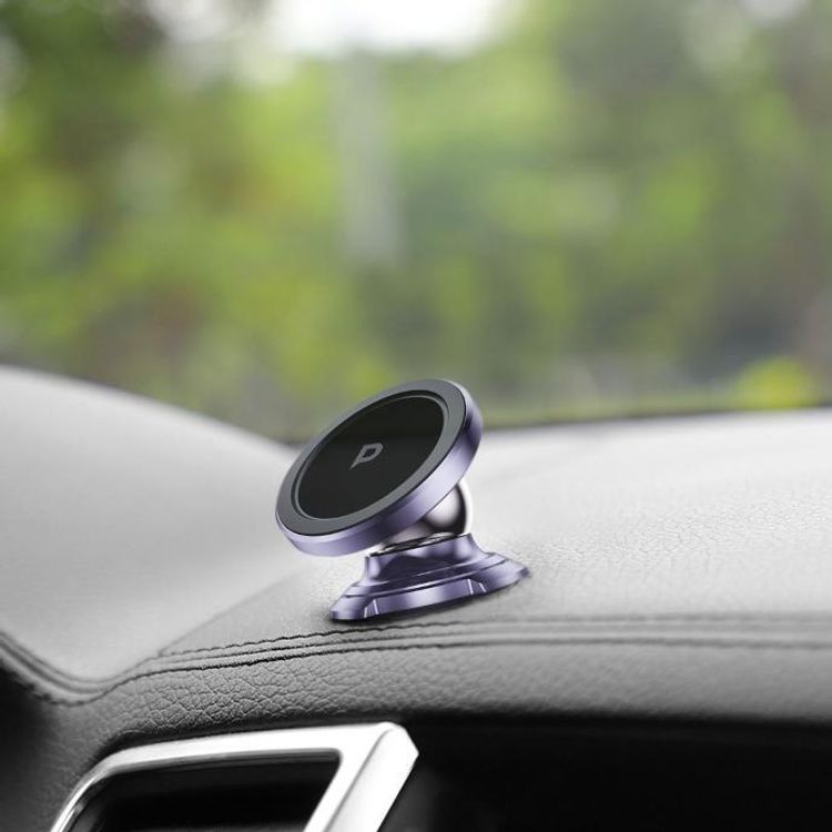 Powerology Heavy Duty Magnetic Car Mount 360° Rotatable with 3M Metal Plates, Compatible with 4.7 to 6.9-inch Devices - Purple