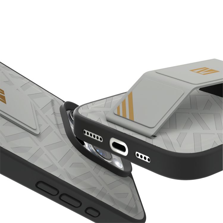 كفر حماية ليفيلو مورفيكس كويرو بمسند لهاتف آيفون 16 برو ماكس، قبضة مدمجة، سهل التركيب، زوايا مقاومة للصدمات - رمادي