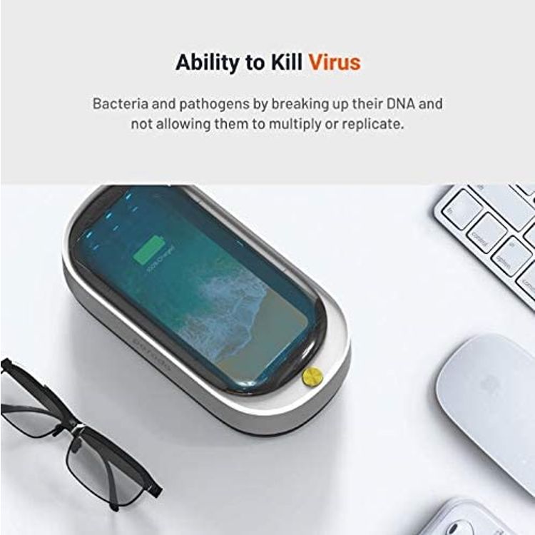UV Disinfection Box By Porodo for Mobile Phone, Face Mask ,Sterilizer Small Portable Sterilizer, Suitable For All Smart Phones, Jewelry, Car Keys, Watches And Glasses - White