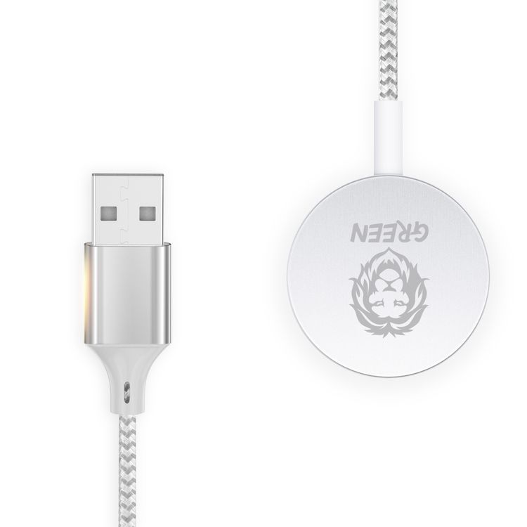 Green Lion Magnetic Braided Nylon Charging Cable 1.2M ( USB-A Interface ) Compatible for iWatch Series SE/6/5/4/3/2, Magnetic Charging Cable Cord, Powerful Magnetic Charging Pad