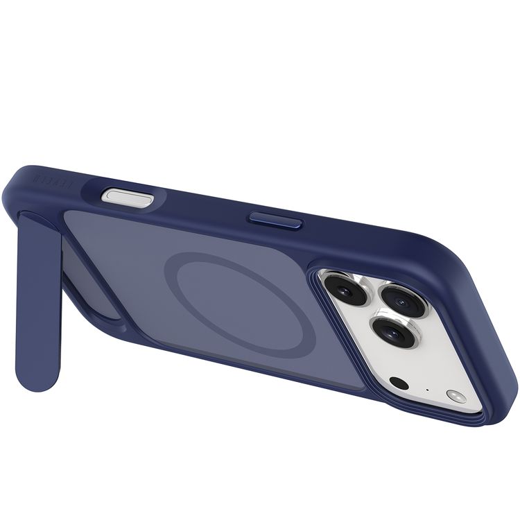 Levelo Matteo Hybrid Kickstand Case with Matte Design for iPhone 17 Pro Max, Anti-Fingerprint Coating, Impact-Resistant Corners, Raised Bezels for Camera & Screen, MagSafe Compatible, Shock-Resistant Bumper, Drop-Tested - Dark Blue